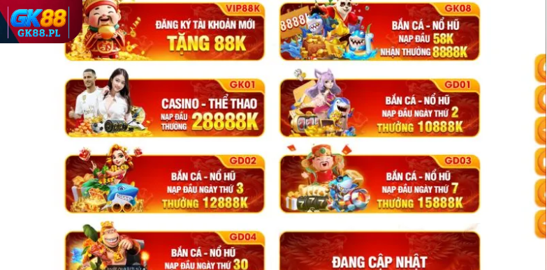 Siêu Khuyến Mãi Nạp Đầu GK88